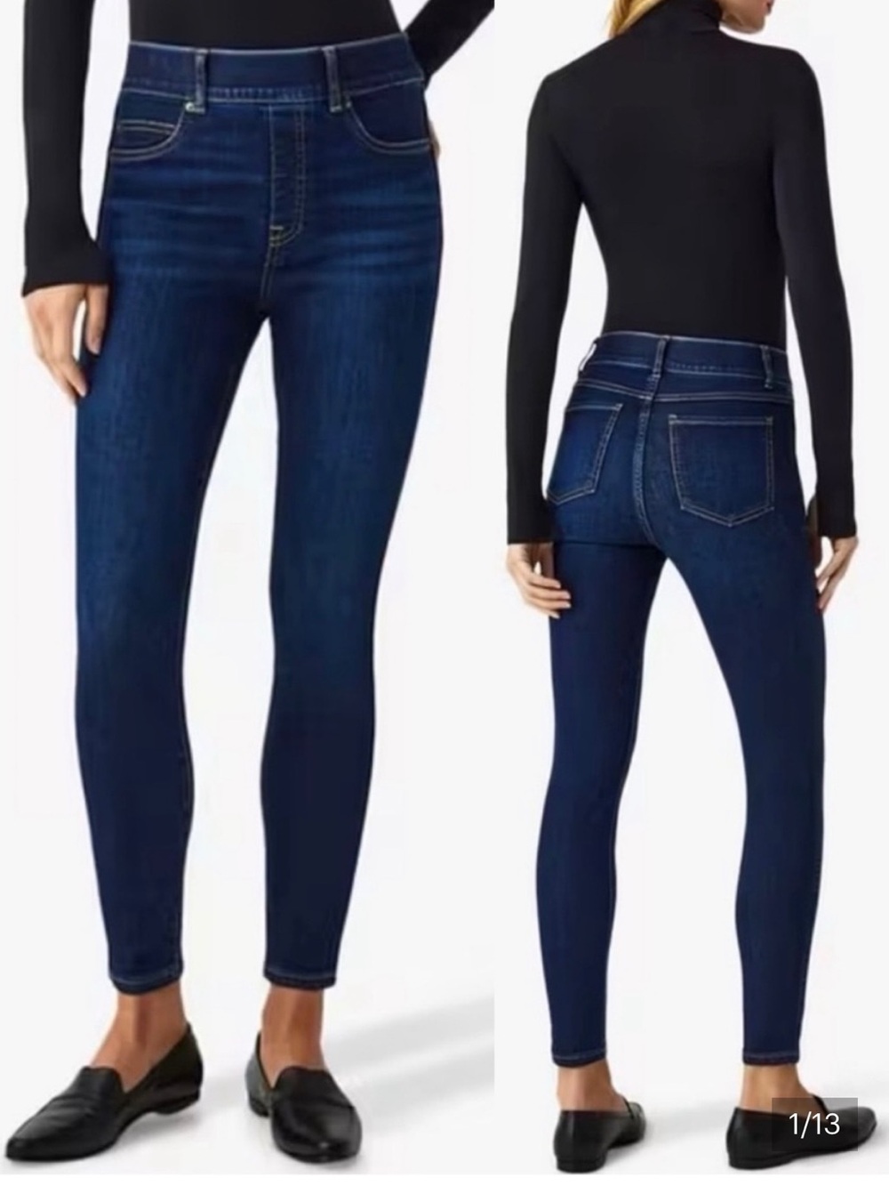 SPANX Like New Pull-on Slimming Denim Jeggings in Dark Wash Size Small